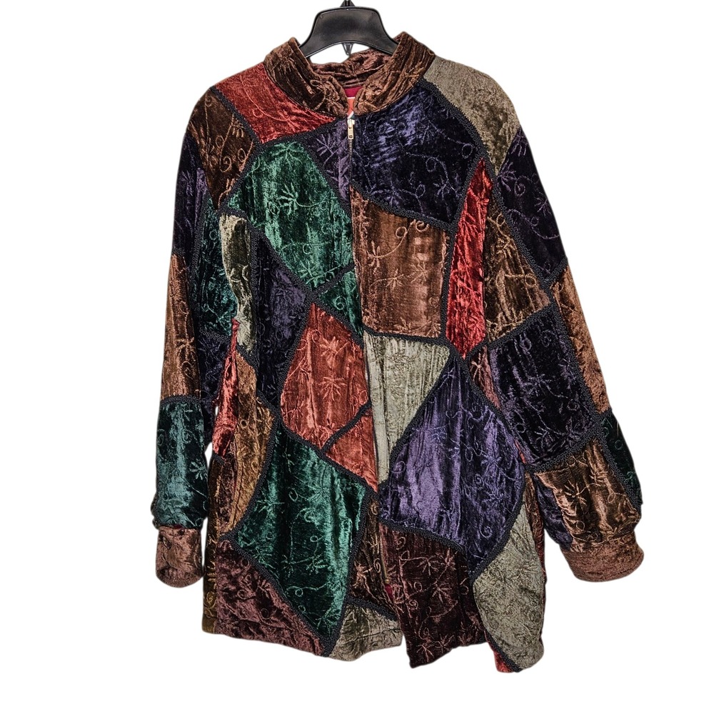 KOMITOR Vintage 80s 90s Soft Patchwork Jacket M Multicolor India Boho‎ Full Zip